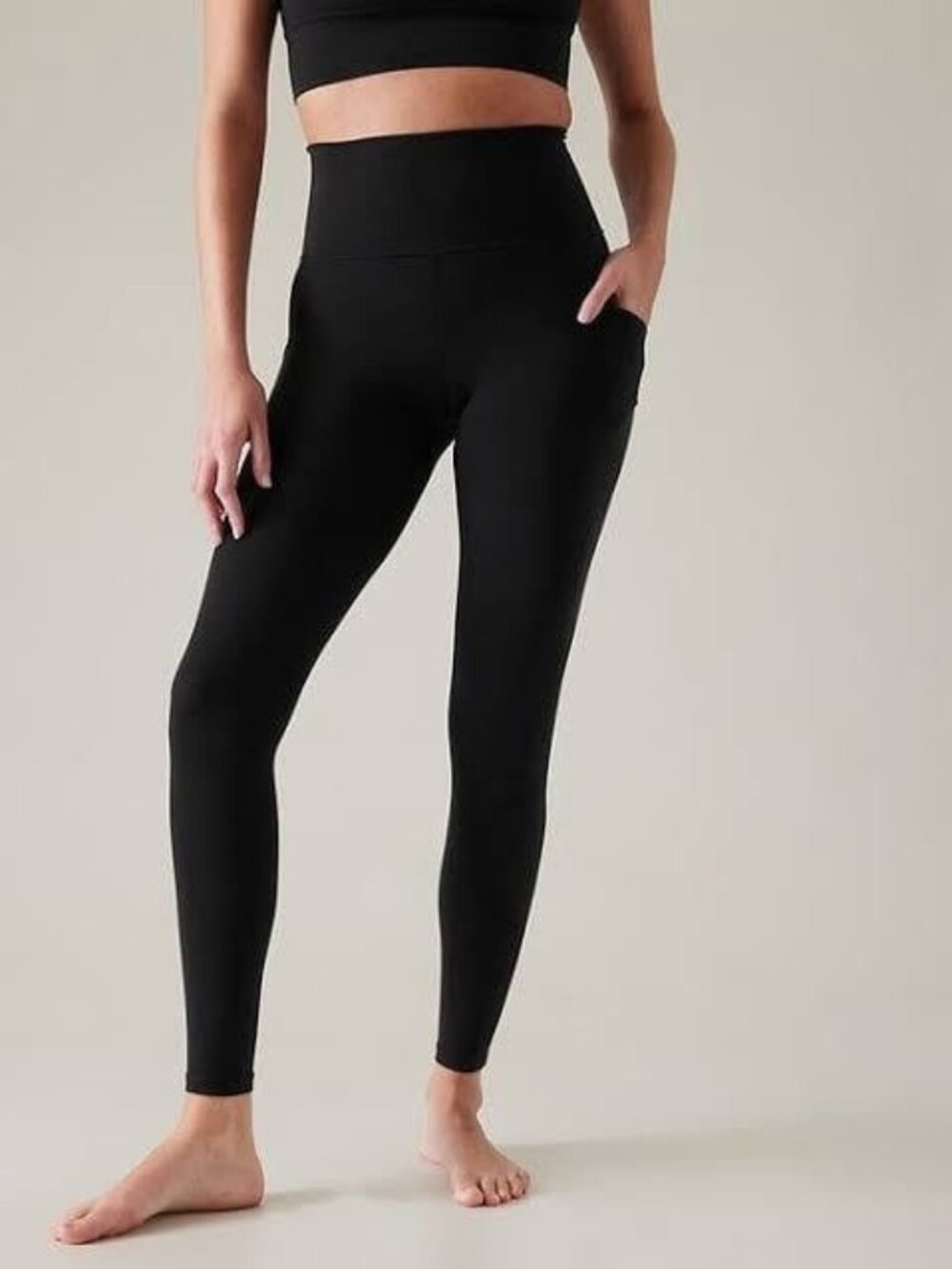 Athleta Leggings Salutation Stash Pocket 7/8 Tight Green Pockets Size XL Tall